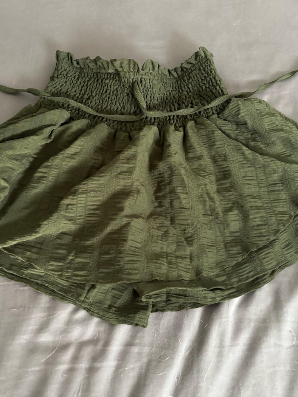 Olive Green Smocked Waist Women’s Shorts